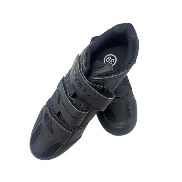 Hiland Mens Cycling Bike Shoes Black Straps Clipless Size US 8 Or 39 Wore Once - Picture 2 of 8